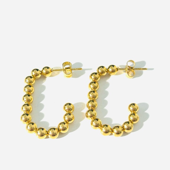 18k Gold Plated Stainless Steel Beaded Bubble Earrings - Picture 2 of 5